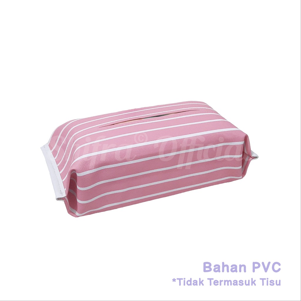 Shifra Pouch Tempat Tissue Kanvas PVC Pattern Daun Paris (TIDAK TERMASUK TISSUE)