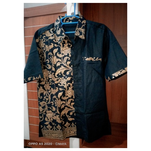 Flash Sale Batik Modern Original | Batik Pria Motif Hitam Manis Lengan Pendek Asli