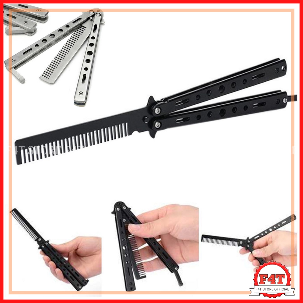 Sisir Rambut Pria Lipat Keren Saku Babershop 1 Set Besi Murah LF-9898 F4T STORE