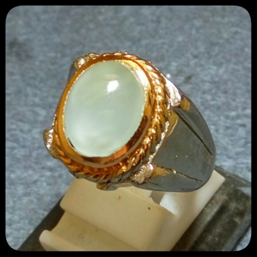 CINCIN BATU AKIK PERMATA NATURAL PREHNITE WHITE GREEN HQ ISTIMEWAH &amp; TERMURAH