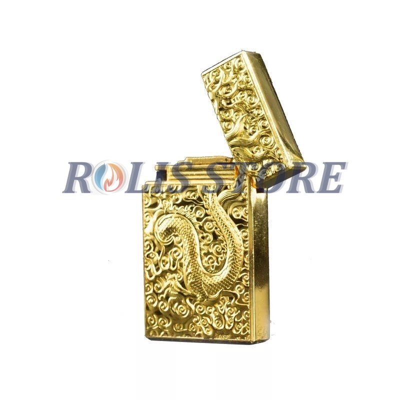 COD- Korek Api Gas Model Dupont Motif Naga 3D 2Side Lighter Buttane