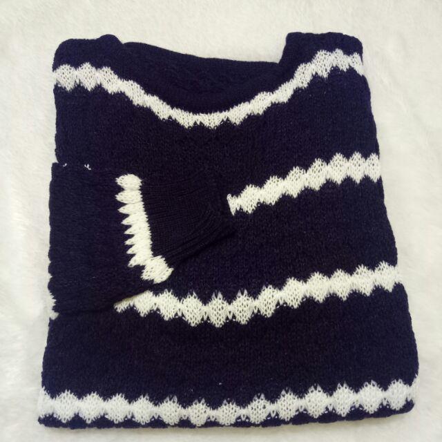 Atasan wanita Baju Rajut ZIGGY TRIBAL - Sweater Stripe ZIGGY SALUR TEBAL-NAVY