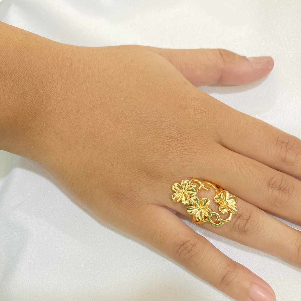 Cincin 24 Karat Wanita Lapis Emas Aksesoris C14#