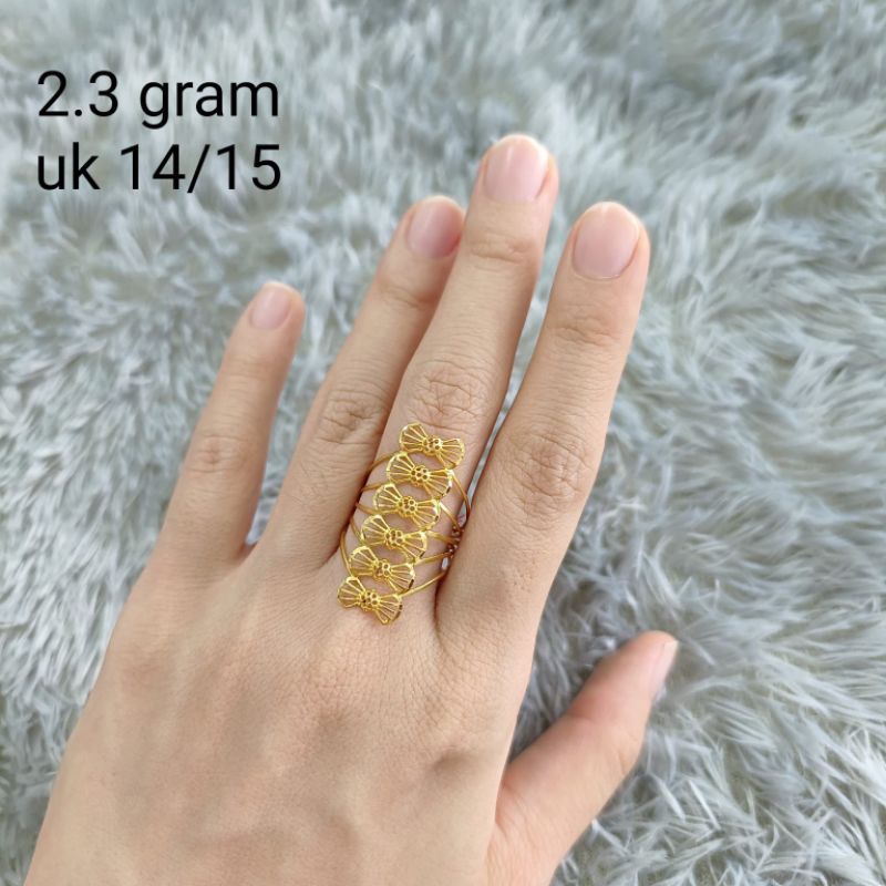 cincin model pita susun elegant emas asli