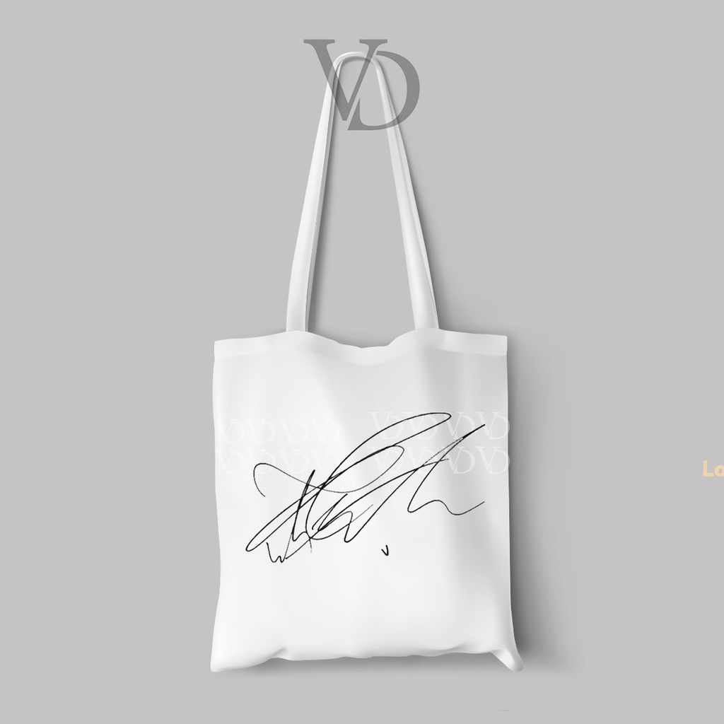 TOTE BAG BAHAN KANVAS MOTIF KOREAN signature / totebag kpop