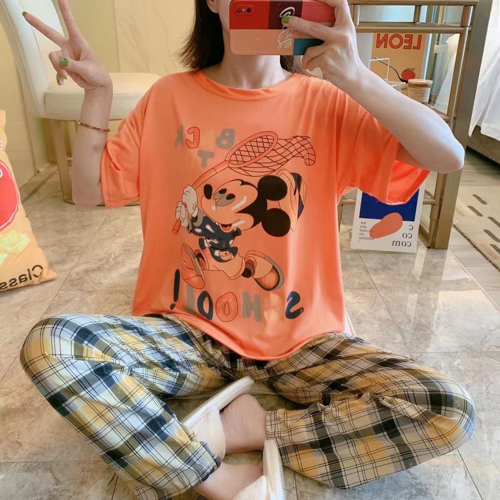 Piyama CP wanita baju tidur import jumbo/bigsize-CP MICKY CACTH