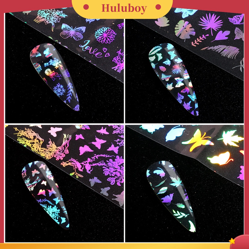 Huluboy Huluboy♡ 10pcs / Set Stiker Kuku 3D Bentuk Kupu-Kupu Warna Gradasi Untuk Salon