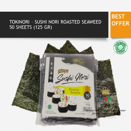 Tokinori Sushi Sakao Nori Sushi Halal Onigiri Lembaran Rumput Laut Korea Kimbab Roasted Seaweed 10 or 50 Sheet