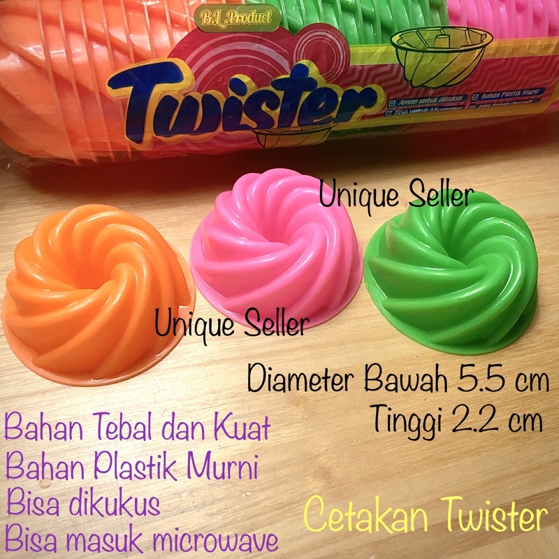 Cetakan Kue Twister Plastik 12 pcs / Cetakan Twister / Cetakan Pudding Puding Agar Jelly Jelli Jeli Twister / Cetakan Putu Ayu / Cetakan Bolu Twister BL Product / Cetakan Kue Ulir Spiral Viral / Cetakan Bolu Sultan