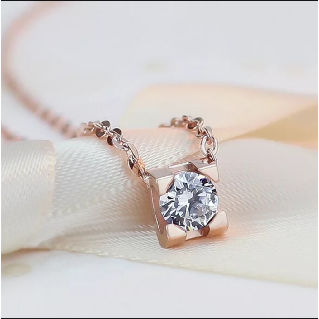 Kalung Titanium THE ONE CRYSTAL Tersedia Warna Rosegold, Gold dan Silver