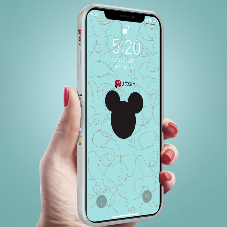 Disney Mickey Minnie iphone case for iphone 13 12 11 pro max X/Xs max 7/8/se2020 7plus/8plus all-inclusive soft shell anti-fall protective cover with hand strap