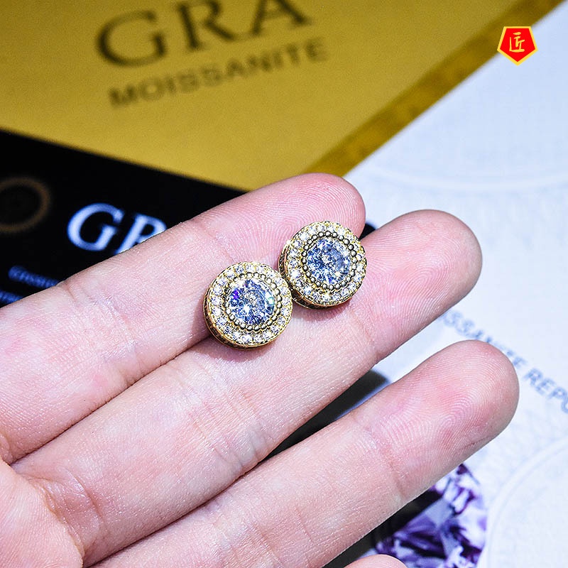 [Ready Stock]Classic Round 2 Karat Moissanite Stud Earrings