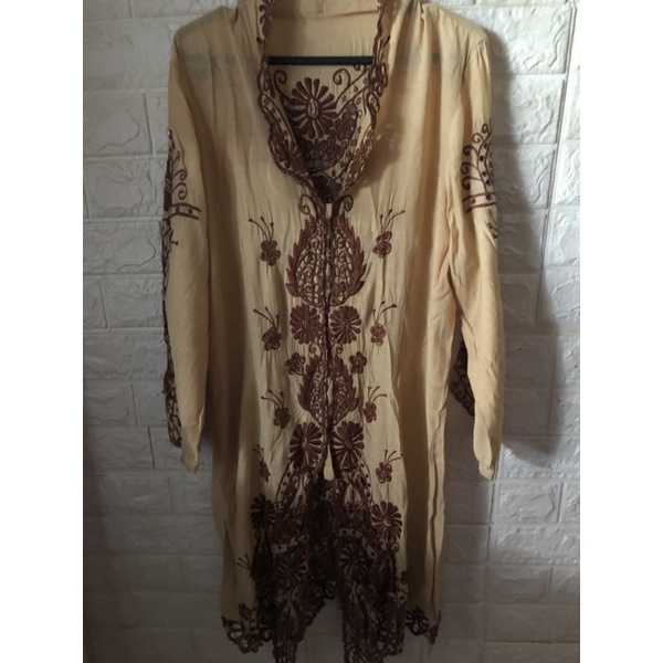 Kebaya Bordir Kuning jadul kain dan bordiran LD 108