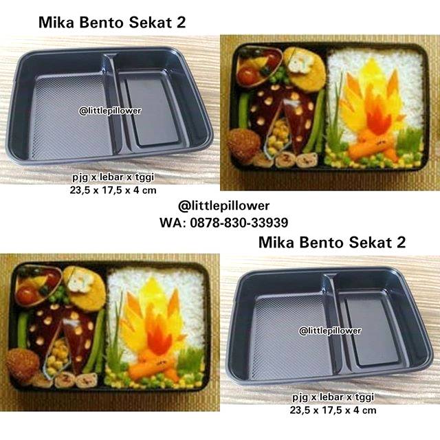 (ISI 50PCS - SEKAT 2 HITAM) Mika bento sekat 2/ kotak makan/ pastik bento /food container/lunch box