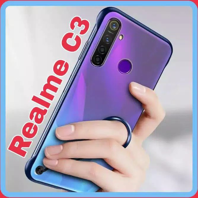 Hard Case Realme C3i Frameless Transparent Matte Fingger Ring Casing