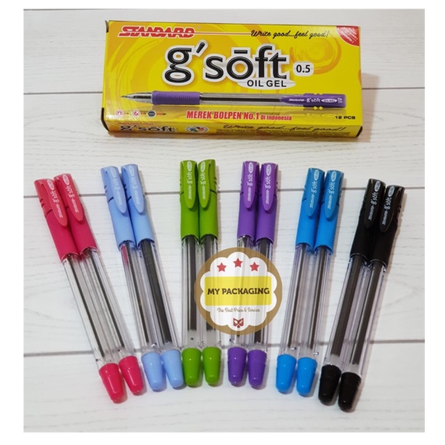 Ball Point G-SOFT 0.5 oil gel hitam/ Pulpen/bolpen STANDARD gsoft