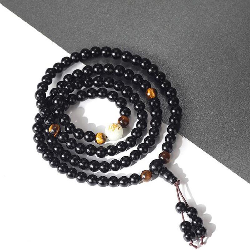 SIY  Amazing Sleep Aid 108 Beads Black Obsidian Therapy Luminous Bead Multi Bracelets