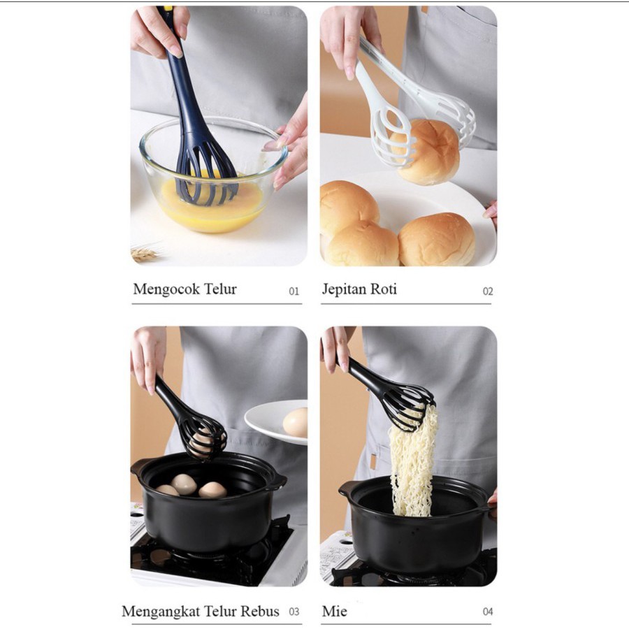 【GOGOMART】Pengocok Telur Pencapit Makanan / Whisk Egg Beater 2in1 - PJ03