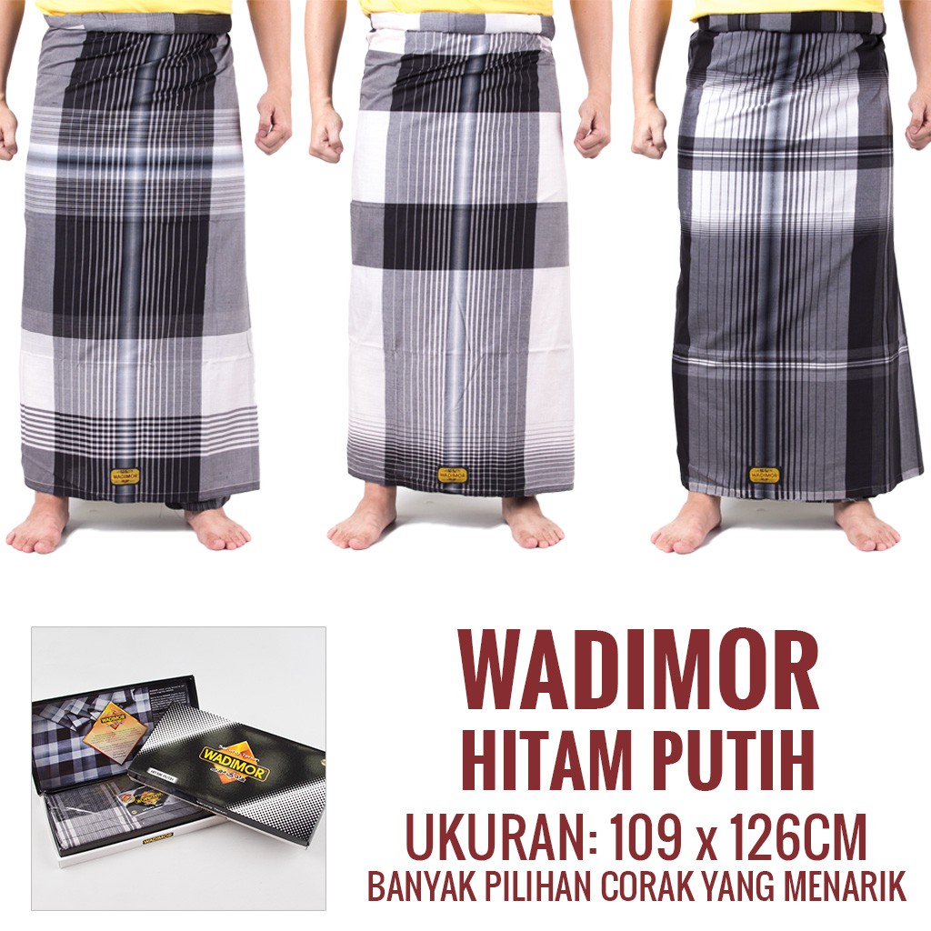 SARUNG WADIMOR HITAM PUTIH POLOS SARUNG WADIMOR BLACK AND WHITE SARUNG MURAH SARUNG SHOLAT SARUNG NU