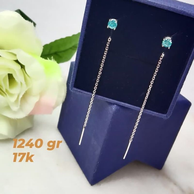 anting dewasa hollo panjang mt biru emas putih kadar tua emas fashion AYU 750