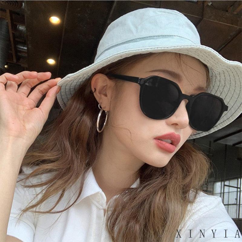 【COD】Kacamata Hitam Pria / Wanita Model Retro Oval Frame Oval Untuk Wajah Bulat / Besar