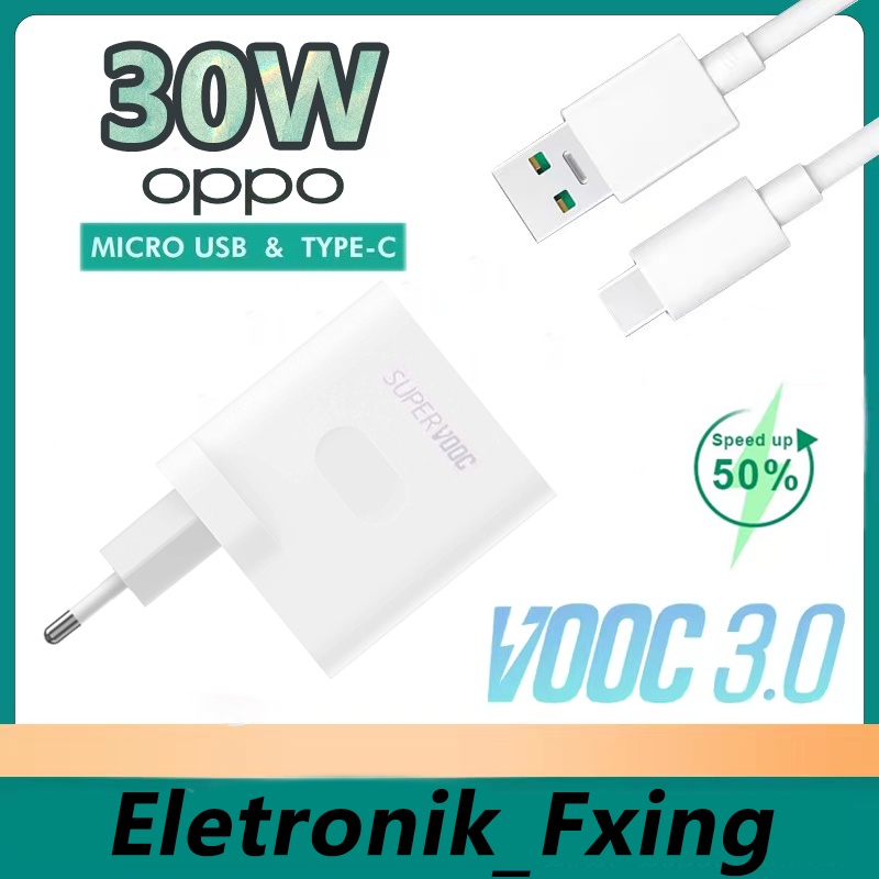 【3109】Charger OPPO 30W USB TYPE-C/MICRO USB SUPER VOOC Fast Charging