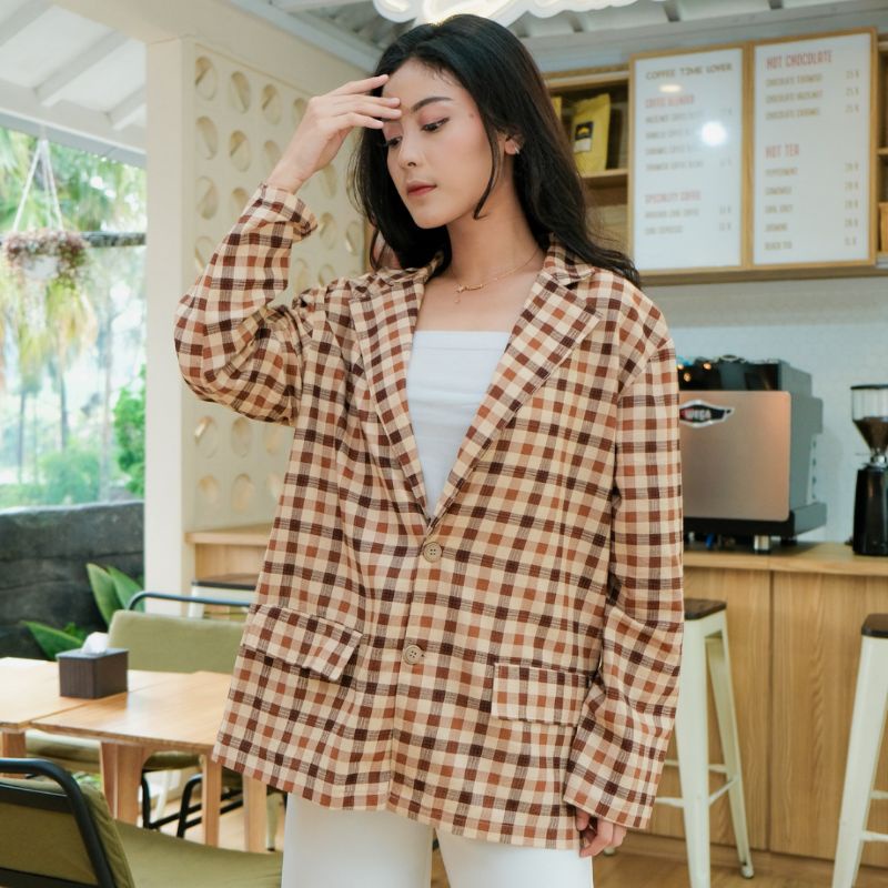 Jieun Blazer Linen Wanita Korea