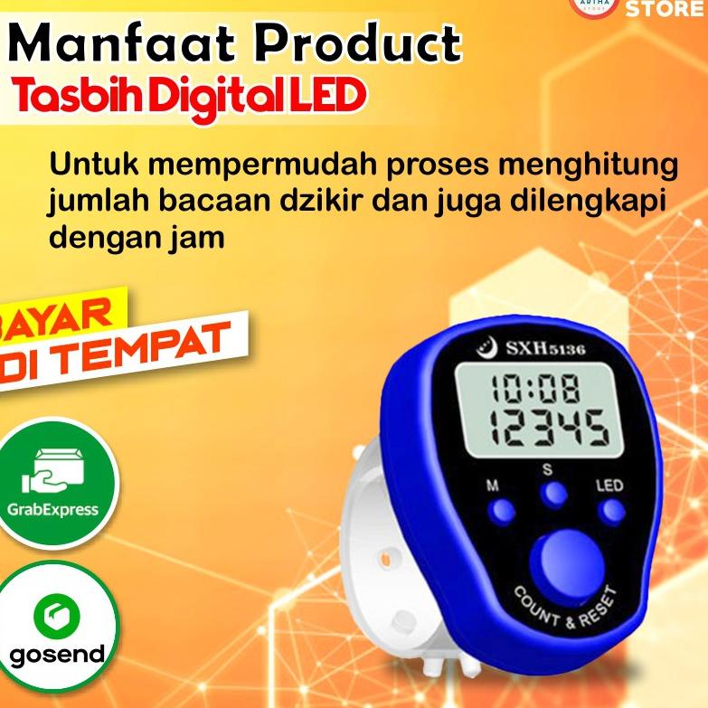 Terlaris ZEHO9 Tasbih Digital Led Dengan Jam Alat Penghitung Dzikir Jari Elektrik Finger Counter Por