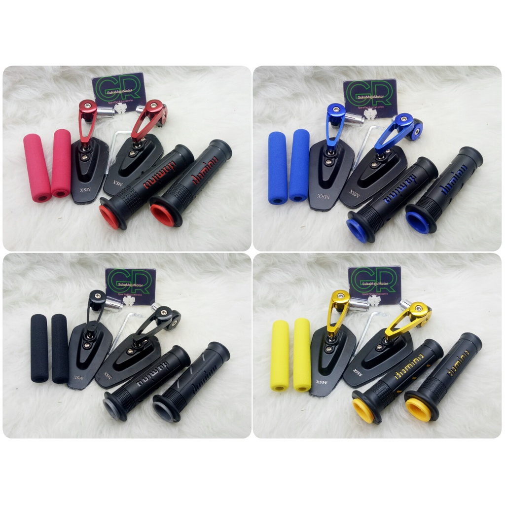 spion jalu oval (warna) handgrip sisik handle rem busa paket universal Nmax,Aerox,Pcx,Vario,Beat,Mio