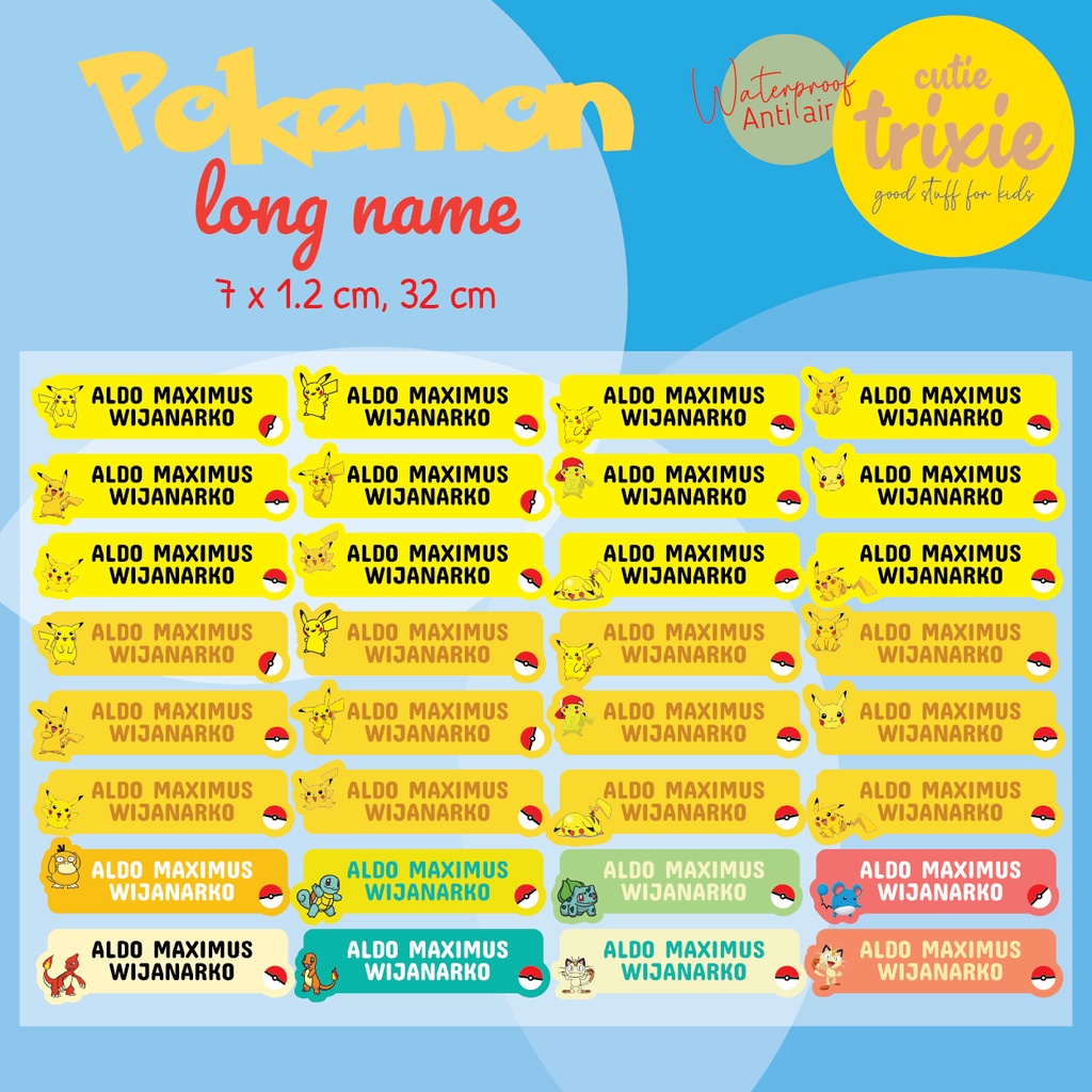 

Sticker Label Nama Anak POKEMON (long name)
