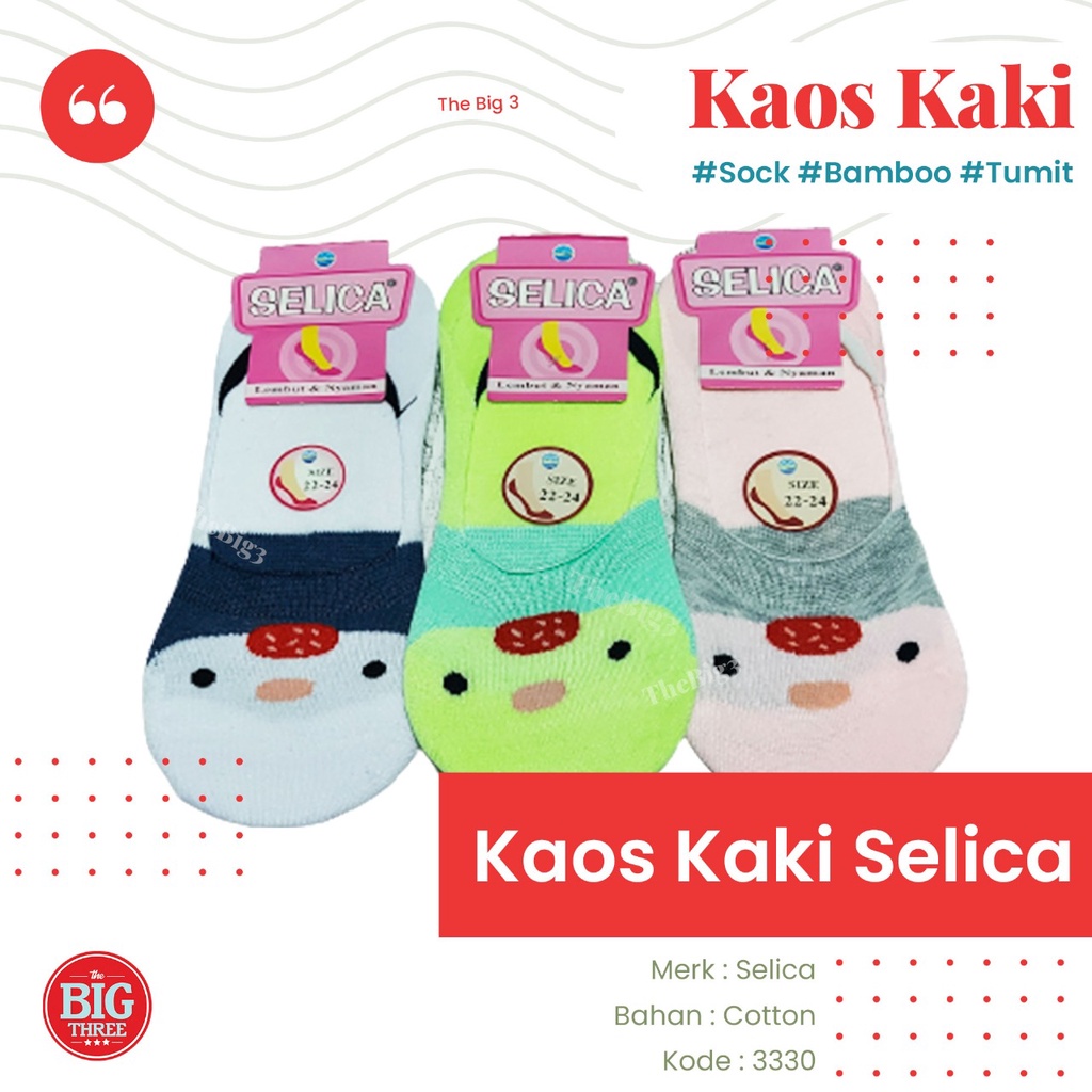 SELICA Kaos Kaki Tumit Wanita - Size 22-24 - Motif Kucing Lucu SELICA-A (LB) 3330-7 TBT