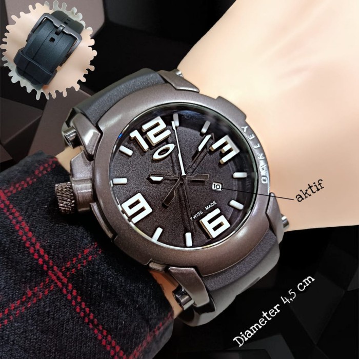 Jam Tangan Pria (ZW)JAM TANGAN OAKLEY RUBBER PREMIUM FASHION PRIA FREE BOX KANCING - w3 Jam Tangan C