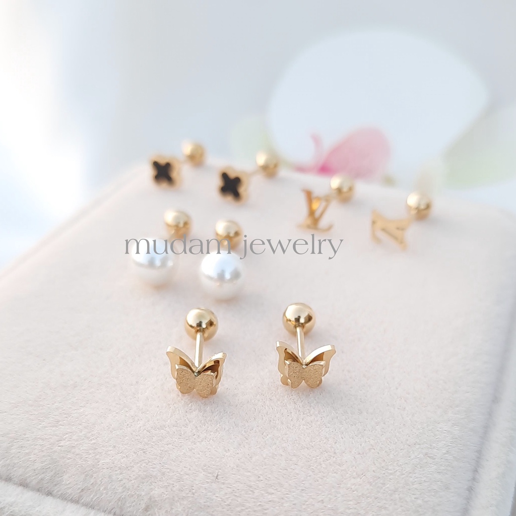 Anting Hook Macam - Macam Anting Putar Warna Gold