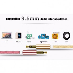 Kabel Jack Aux Audio Nylon 3.5mm Stereo HIFI Gold Plated