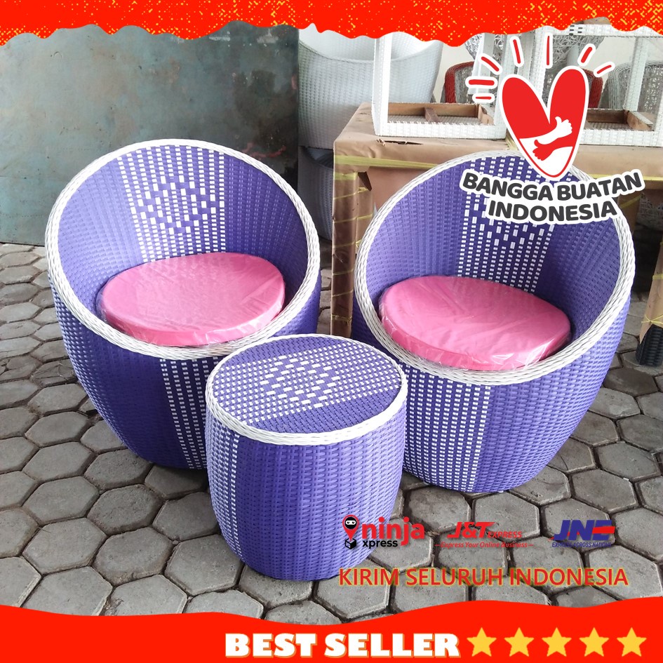 Kursi Teras Rotan Sintetis Gentong Bulat Cantik Elegan Murah Untuk Depan Rumah-2