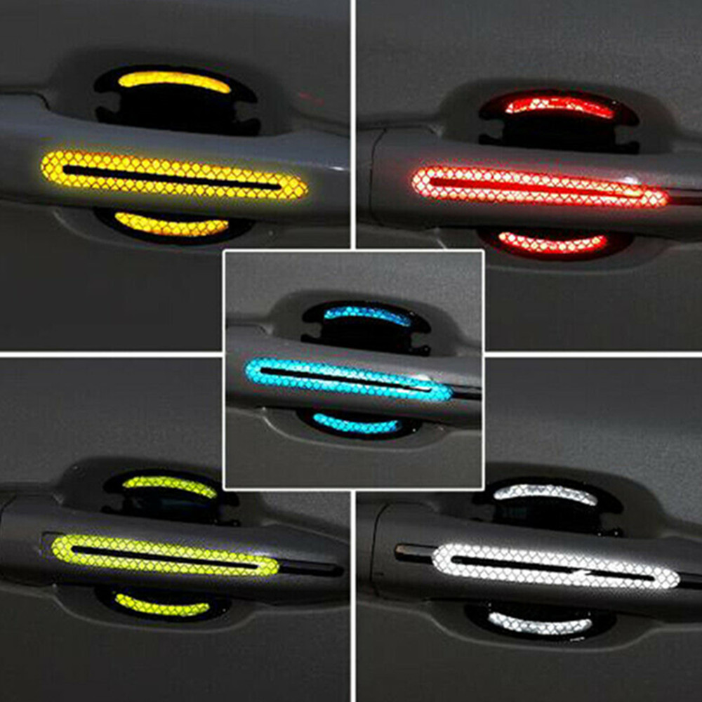 【COD Tangding】8PCS/SET Car Door Handle Bowl Protective Film Reflective Sticker Strips Anti-Scratch