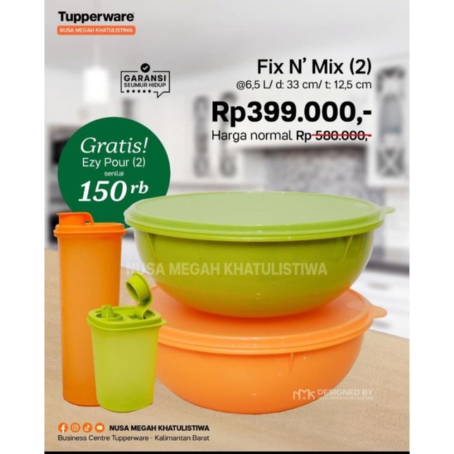 Fix N Mix/Fix N Mix Tupperware/bowl Tupperware/Tupperware Malaysia/Tupperware hijau/Tupperware oren/
