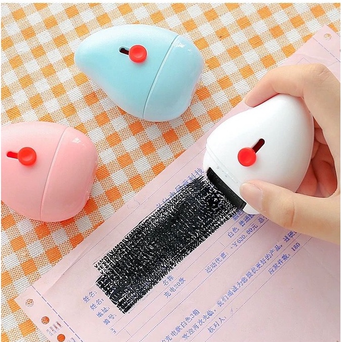 [littlecrab] Stempel Pelindung Data Identitas Paket Roller Stamp With Cutter 2 in 1 Thermal Paper Permanent Marker Pisau Kecil Pembuka Paket Coret Identitas Diri