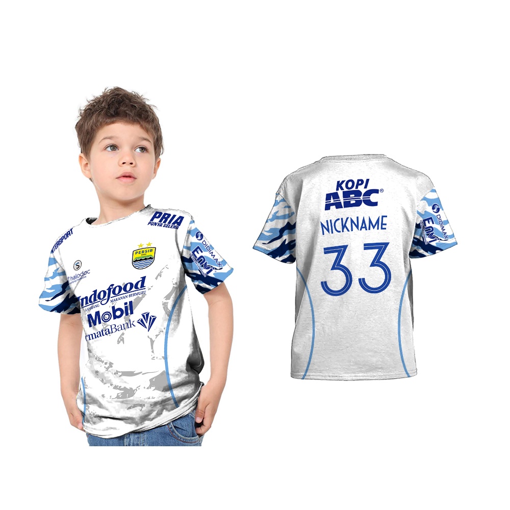 Baju Kaos T-shirt Anak Jersey Sepakbola Persib Away 2021 Full Printing custom