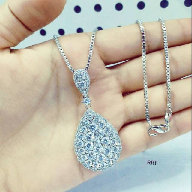 Kalung replika berlian putih premium