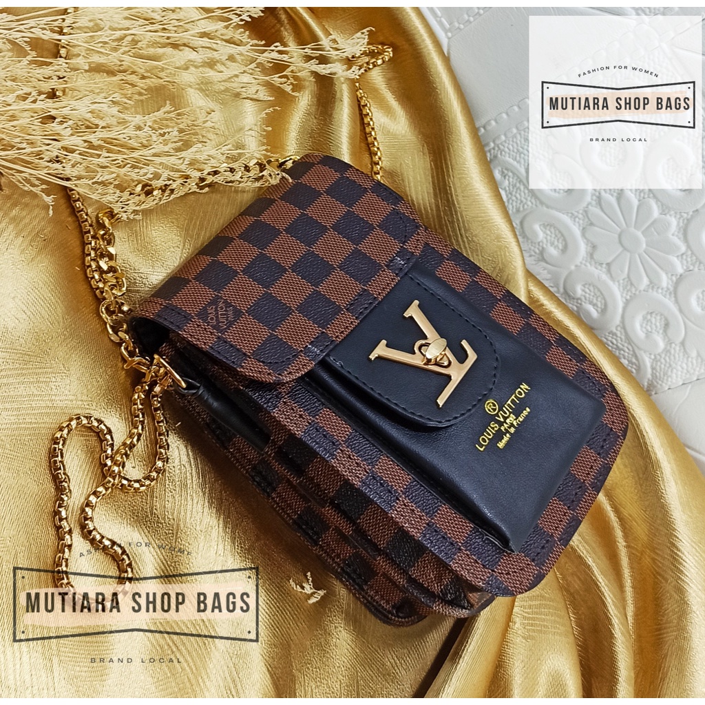 MSB Tas Selempang  Fashion Wanita Slingbags Tali Rantai Import HP Kunci Putar VL Simple