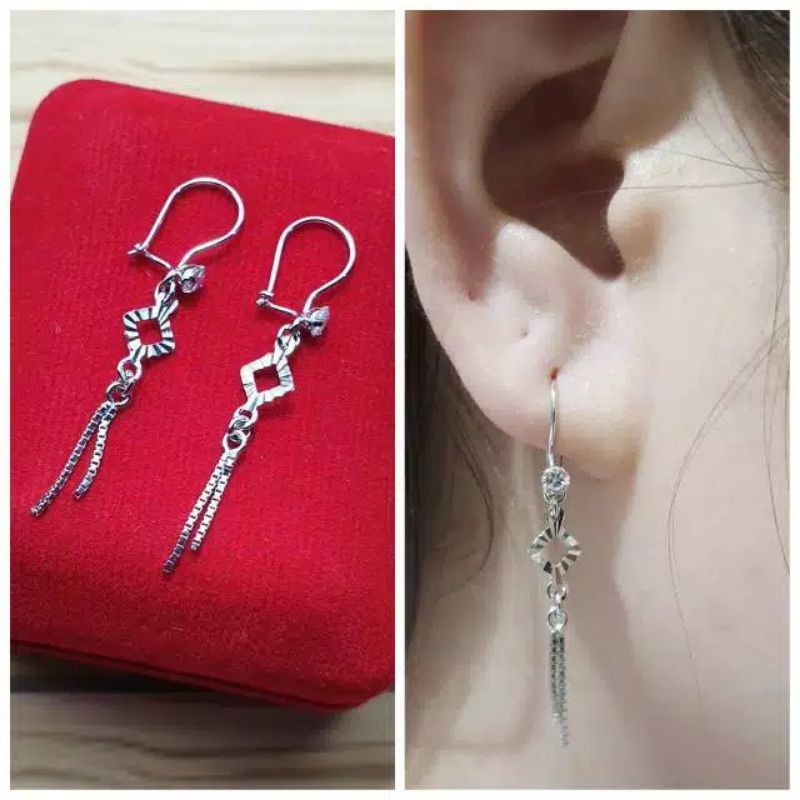 anting perak lapis emas putih