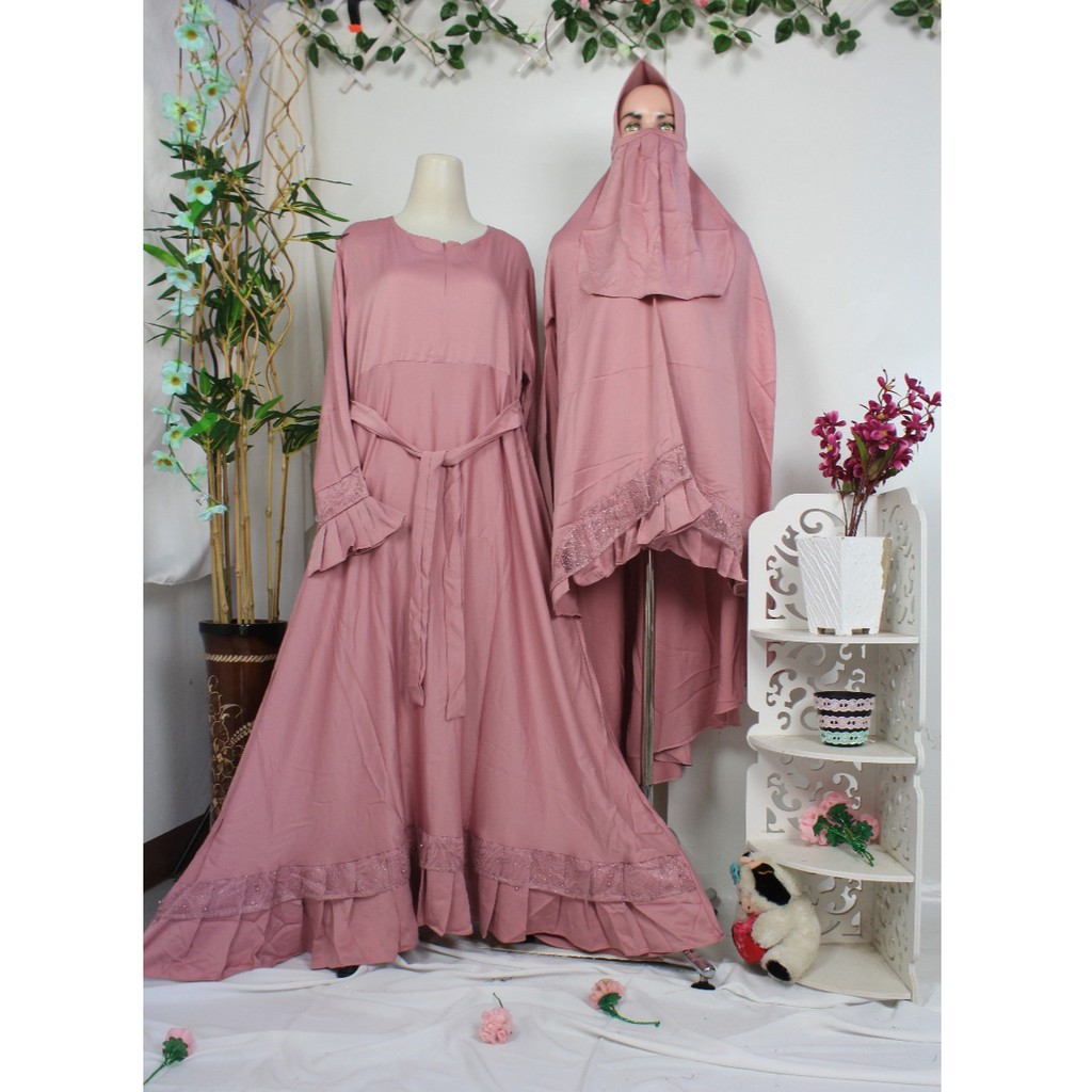 GAMIS MAXMARA SET KHIMAR ZAINIYAH MIX BRUKAT SET BAJU PESTA MUSLIM WANITA SYARI POLOS MEWAH CANTIK