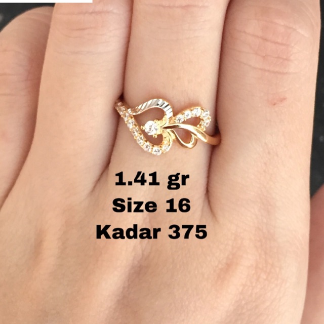 Cincin emas motif double love kadar 375