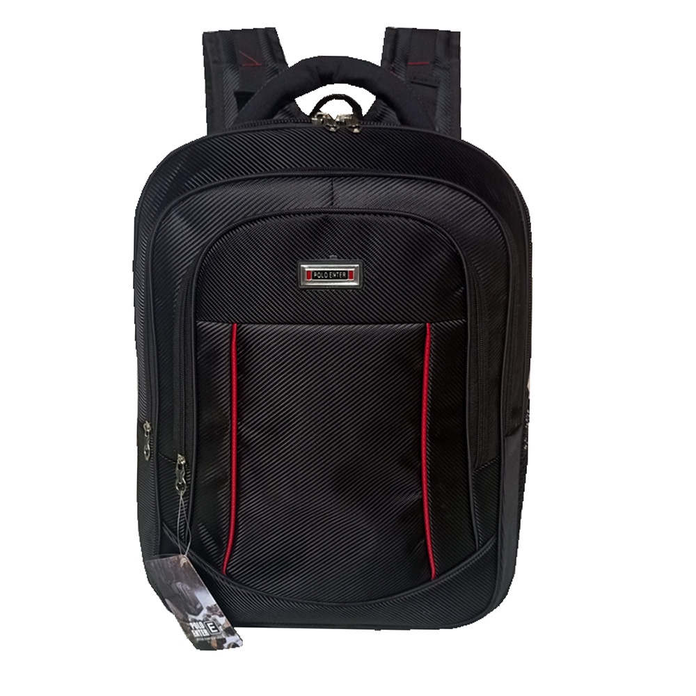 Polo Enter Backpack Casual Laptop Fintage Original FT00023 - 17 - Black + Raincover Waterproop