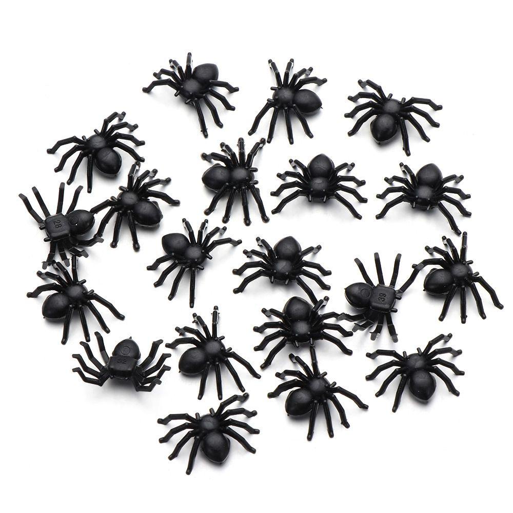 20pcs Mainan Laba-Laba Hitam Bahan Plastik Untuk Dekorasi Halloween