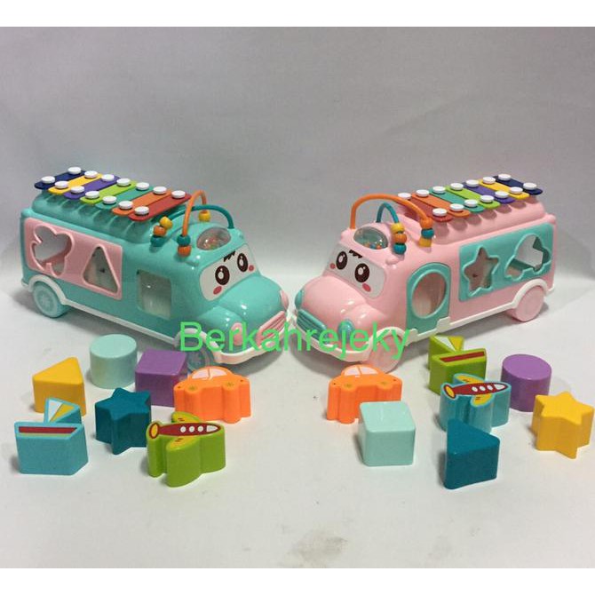 MAINAN SHAPE SORTING BUS AND XYLOPHONE HAPPY BUS Best Seller