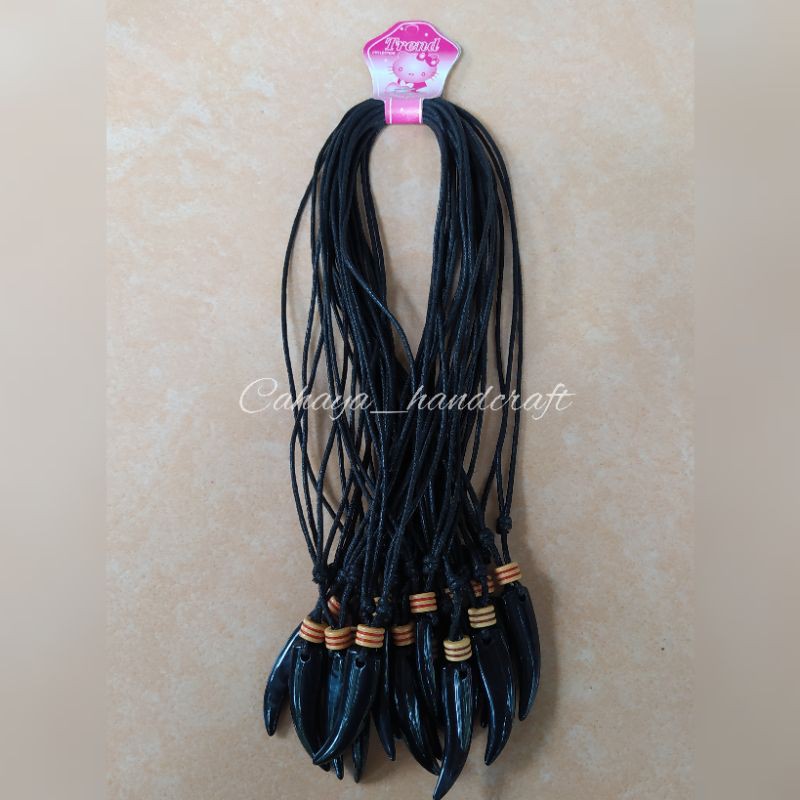 (PERLUSIN) Kalung Taring Hitam Harga Grosir Isi 12pcs