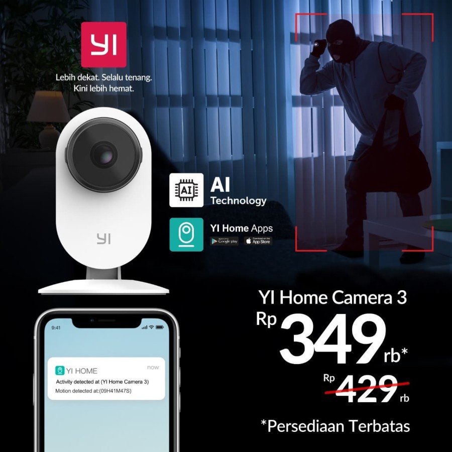IP Camera Xiaomi Yi Home 3 1080p CCTV Wifi International Version