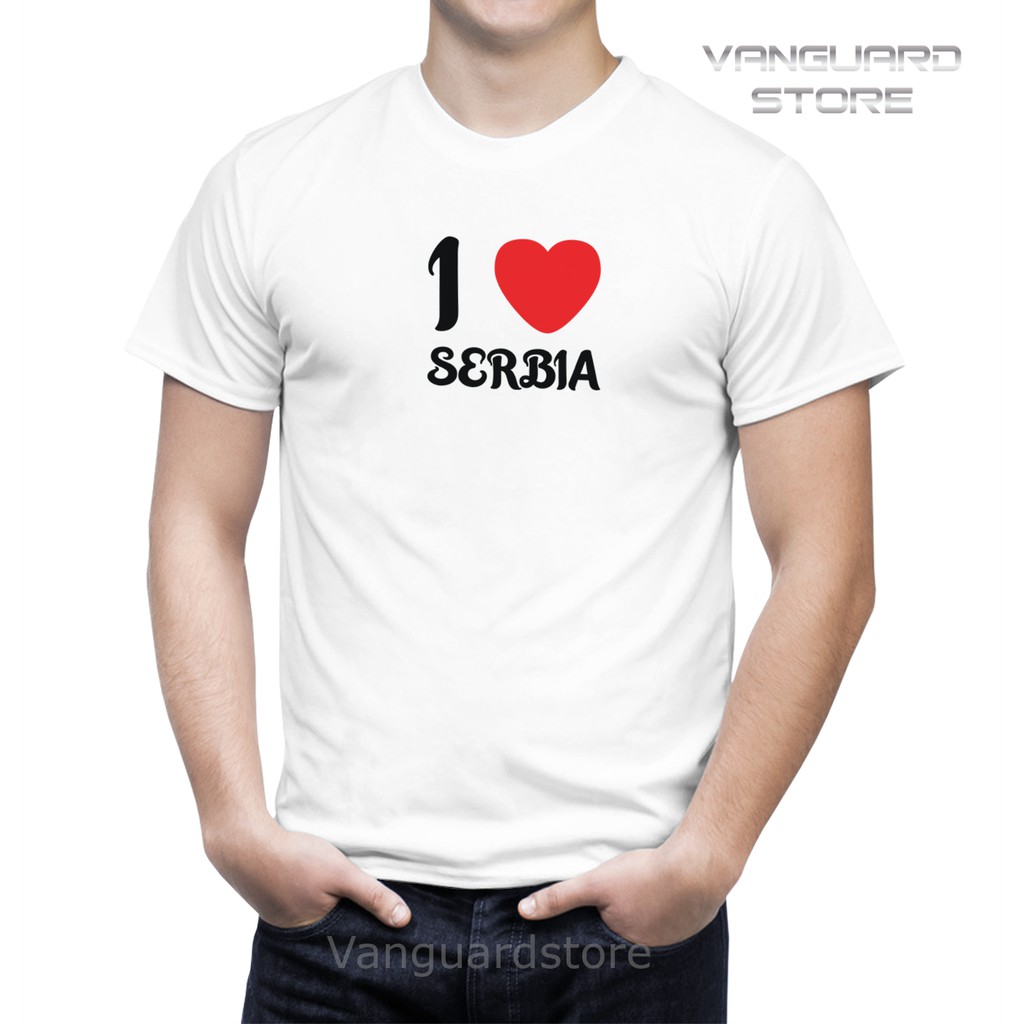 KAOS I LOVE SERBIA COMBED 20S COWOK WANITA PRIA COWO UKURAN BAYI - DEWASA JUMBO BIG SIZE 0 - 4XL